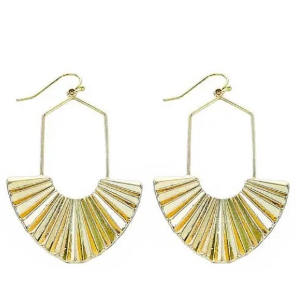 Panacea Gold Deco Sunrays Drop Earrings Statement Jewelry